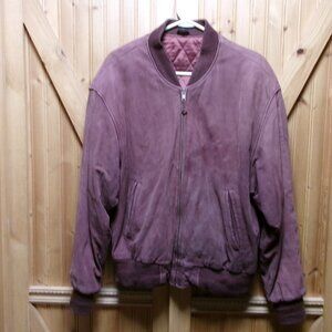 vtg leather bomber jacket aviator Med brown diamond quilted insulated lined Lg